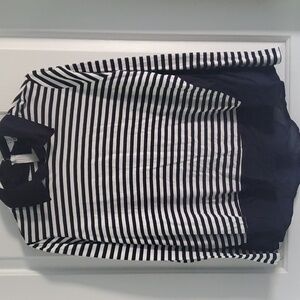 Navy & White Striped Long-sleeve 1X Top